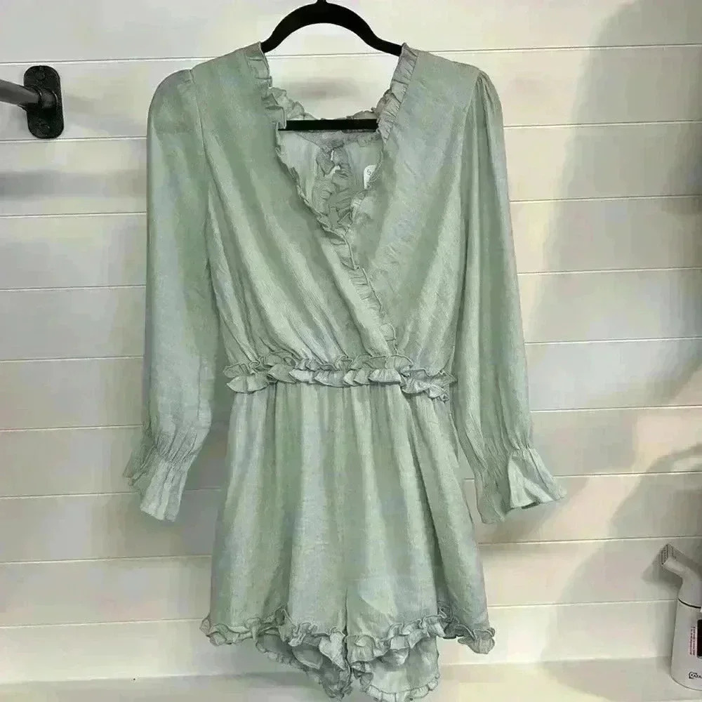 Blue Ruffle Romper